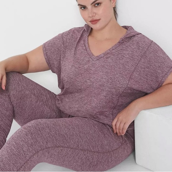 Lane Bryant Tops - Lane Bryant LIVI Soft Short-Sleeve V-Neck Marled Hoodie